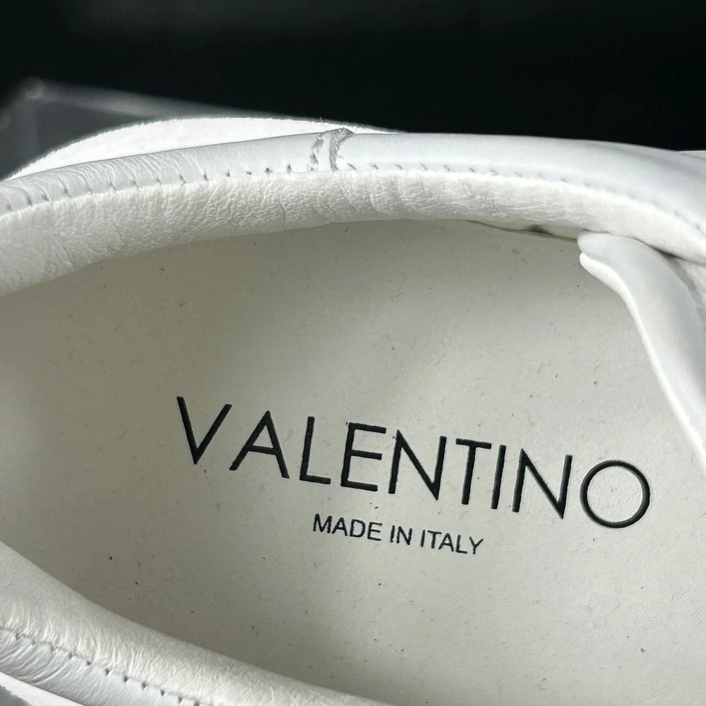 Valentino Size 9.5 White Leather Logo Slip On Sneakers Shoes NEW Maya‎ $499